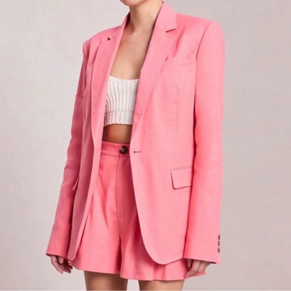 ALC Donovan Linen Blend Single Button Blazer Jacket Size 6 Italian Fabric